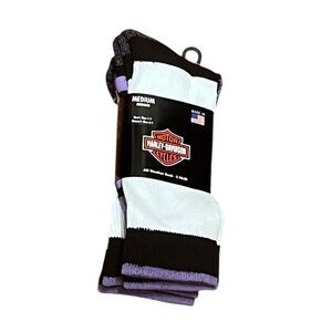 Harley-Davidson Black and Light Purple All Weather Socks, 2 Pairs, Size M